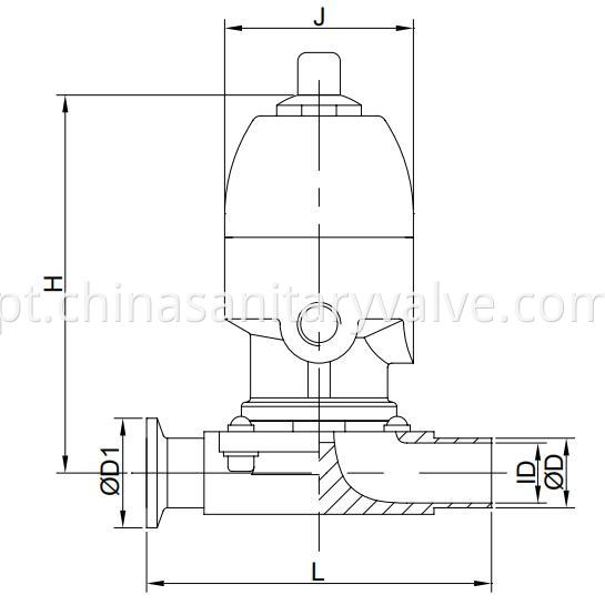 Mini Pneumatic diaphragm valve weld and clamp end.